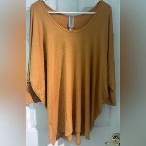 NWT HONEYME Curvy Mustard Round Neck 3/4 Sleeve Top/Shirt~2X
